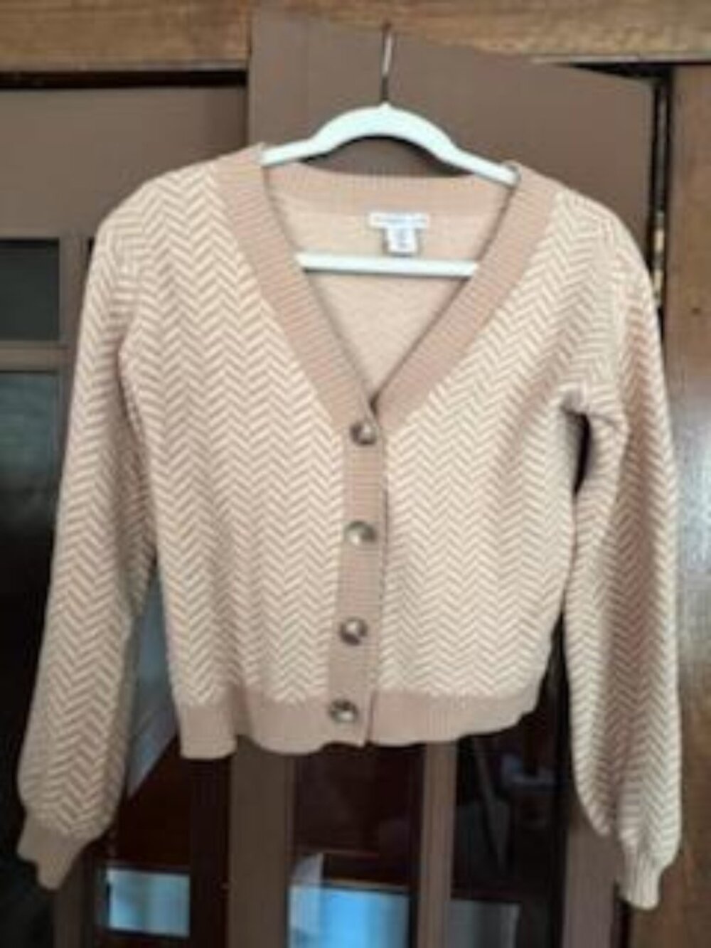Sincerely Jules Cropped Fit Chevron Cardigan